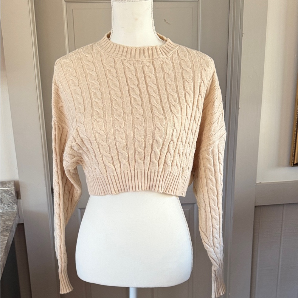 Altar'd State Cream Cable Knit Sweater